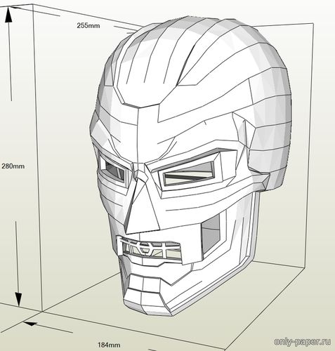 Модель шлема Доктора Дума из бумаги/картона