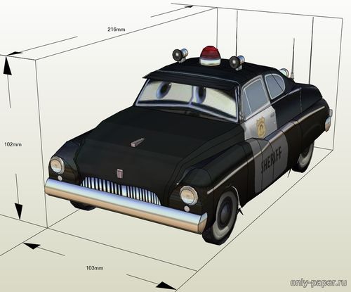 Модель автомобиля Шерифа из бумаги/картона