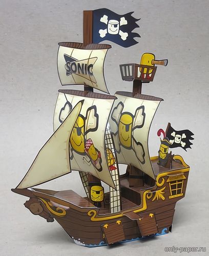 Модель пиратского судна The Salty Tot из бумаги/картона