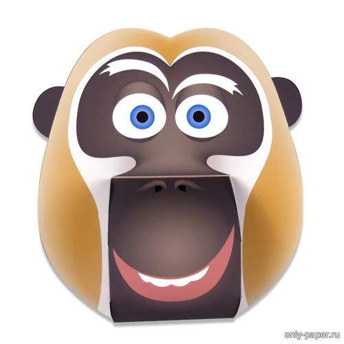 Модель маски обезьяны из бумаги/картона