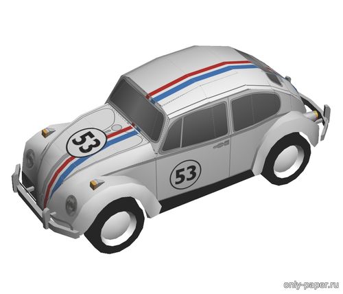 Сборная бумажная модель / scale paper model, papercraft VW Herbie 