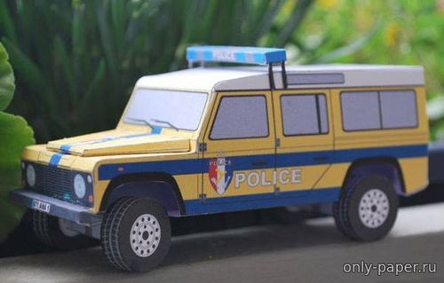 Сборная бумажная модель / scale paper model, papercraft Land Rover Defender police 
