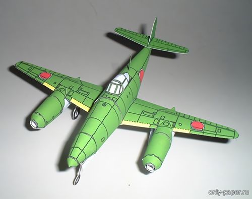 Модель самолета Nakajima J9Y Kikka из бумаги/картона