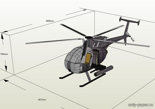 Модель многоцелевого вертолета AH-6 из бумаги/картона