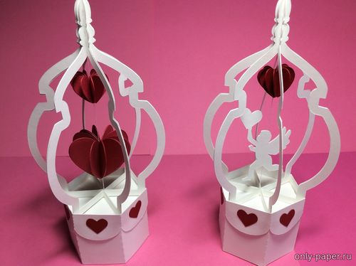 Сборная бумажная модель / scale paper model, papercraft Шкатулка для купидона на день Святого Валентина / Valentine Cupid Box 