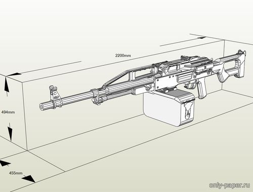 Модель пулемета ПКП «Печенег» из бумаги/картона