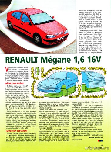 Модель автомобиля Renault Mégane 1,6 16V из бумаги/картона