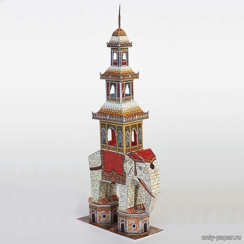 Сборная бумажная модель / scale paper model, papercraft Пагода на слоне / Elephant Pagoda 