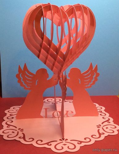 Сборная бумажная модель / scale paper model, papercraft Украшение в виде сердца / Sliceform Heart Decoration 
