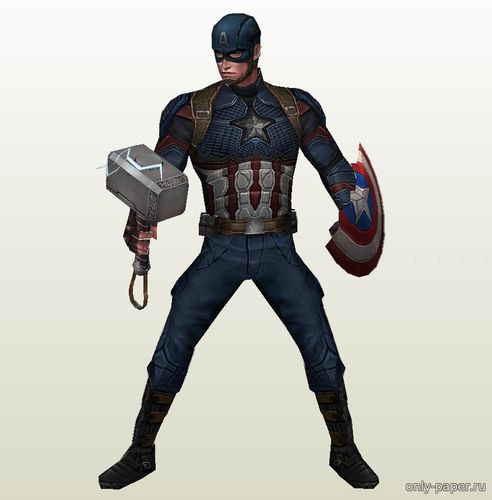 Модель фигуры Капитана Америка из бумаги/картона