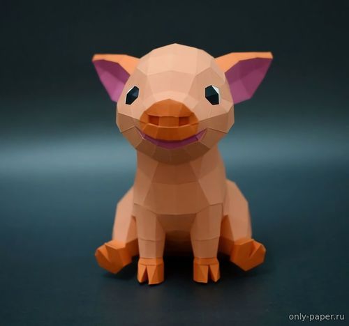 Сборная бумажная модель / scale paper model, papercraft Поросенок / Pig 