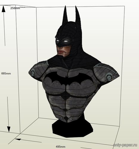 Сборная бумажная модель / scale paper model, papercraft Бюст Бэтмана / Batman Bust 