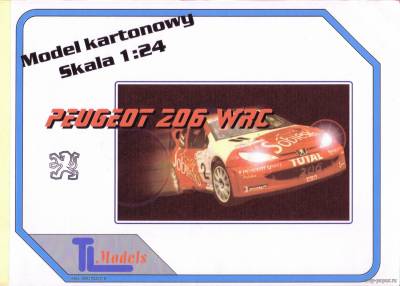 Модель автомобиля Peugeot 206 WRC из бумаги/картона