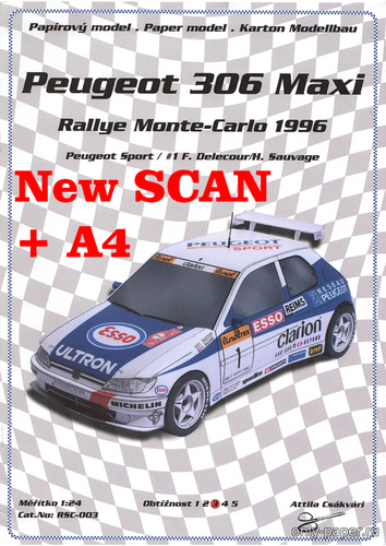 Сборная бумажная модель / scale paper model, papercraft Peugeot 306 Maxi (Ondrej Hejl RSC 003) 