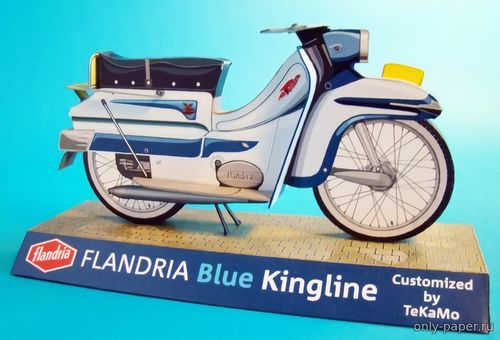 Модель мопеда Flandria Blue Kingline из бумаги/картона