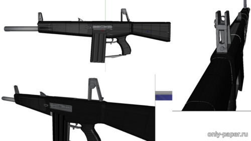 Модель автоматического ружья Auto Assault-12 (AA-12) из бумаги/картона