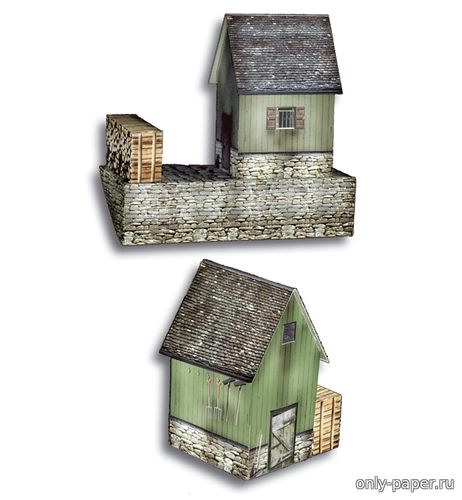 Модели 2 альпийских горных домов из бумаги/картона