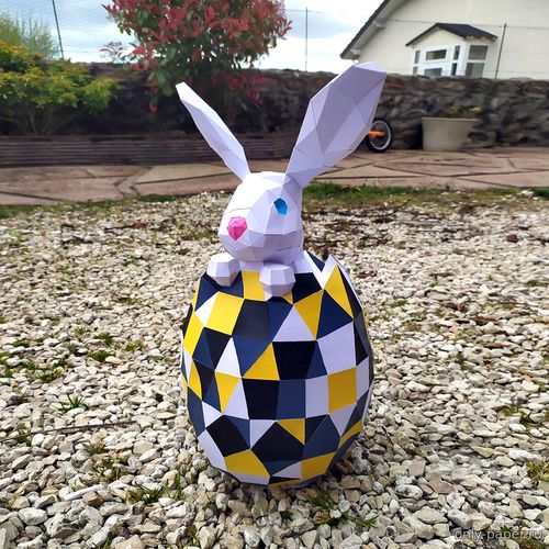 Сборная бумажная модель / scale paper model, papercraft Пасхальный кролик с яйцом / Easter Rabbit Egg 