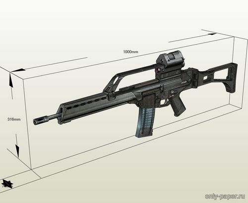 Модель автоматической винтовки Heckler & Koch G36 из бумаги/картона
