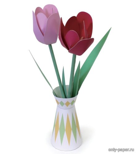 Сборная бумажная модель / scale paper model, papercraft Ваза с цветами / Vase of flowers 