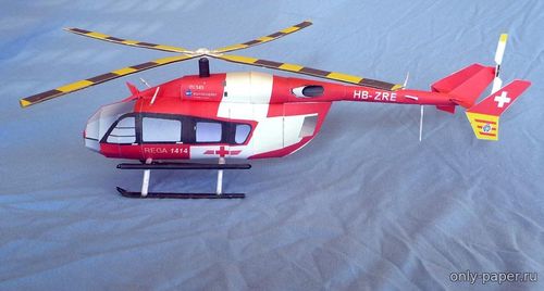 Модель вертолета Eurocopter EC145T2 из бумаги/картона