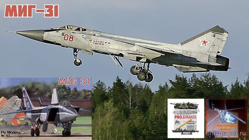 Модель самолета МиГ-31 Борис Сафонов из бумаги/картона