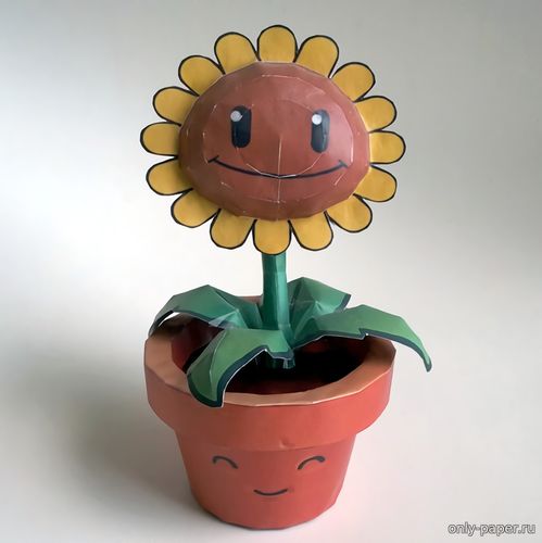 Сборная бумажная модель Подсолнух / Sunflower (Растения против зомби / Plants vs. Zombies)