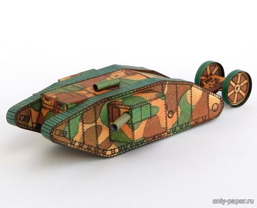 Модель танка Mark I из бумаги/картона