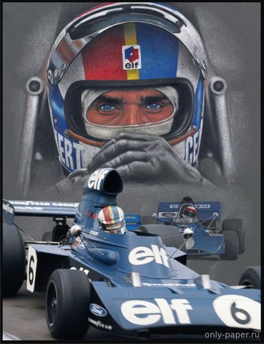 Модель болида Tyrrell 006 François Cevert из бумаги/картона