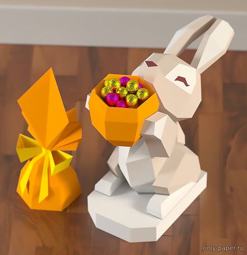 Сборная бумажная модель / scale paper model, papercraft Пасхальный кролик / Easter Bunny 