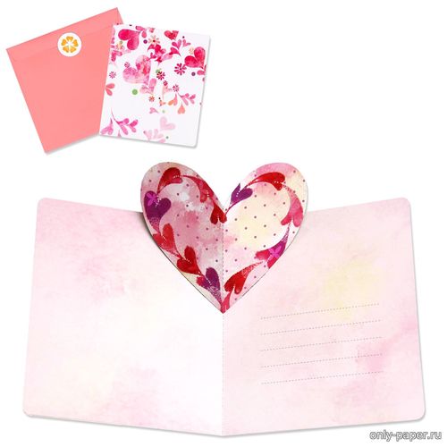 Объемная открытка-валентинка с Сердцем из бумаги/картон