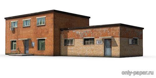 Модель промышленного здания из бумаги/картона