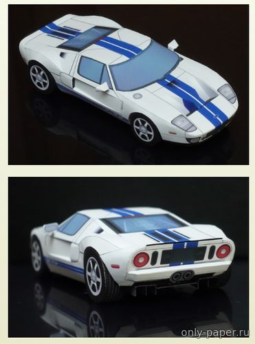 Сборная бумажная модель / scale paper model, papercraft Ford GT 2005 (PACAROOM - Paper Car Showroom) 