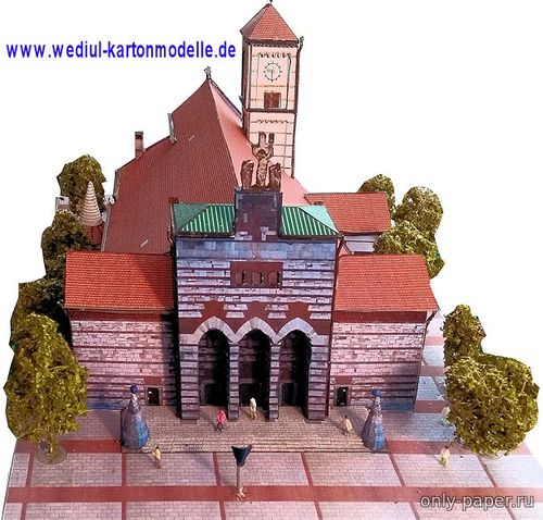 Сборная бумажная модель / scale paper model, papercraft Церковь Иоанна Крестителя / Kirche St. Johann Baptist in Neu-Ulm 