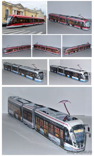 Модель трамвая 71-931М «Витязь-М» из бумаги/картона