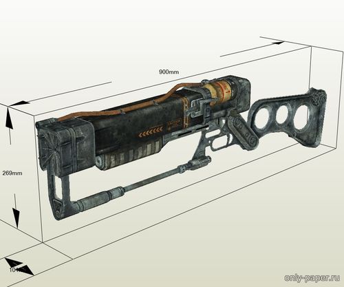 Сборная бумажная модель / scale paper model, papercraft Лазерная винтовка AER9 / AER9 Laser Rifle (Fallout 3) 