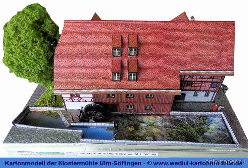 Сборная бумажная модель / scale paper model, papercraft Klostermühle Ulm-Söflingen / Водяная мельница 