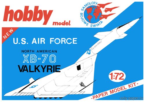 Сборная бумажная модель / scale paper model, papercraft XB-70 Valkyrie (Hobby Model 003) 