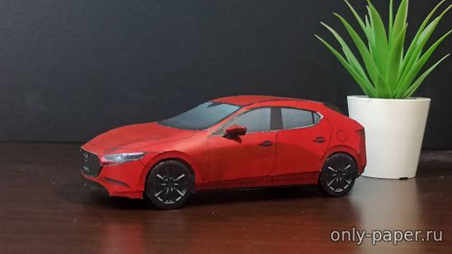 Сборная бумажная модель / scale paper model, papercraft Mazda 3 Axela Red (Перекрас модели от CutP) 