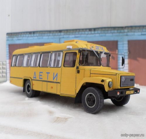 Модель автобуса КАвЗ-39765-023 из бумаги/картона