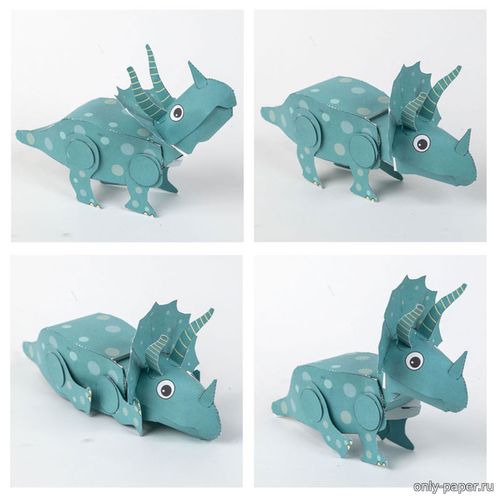 Сборная бумажная модель / scale paper model, papercraft Динозавр Трицератопс / Dinosaur Triceratops 