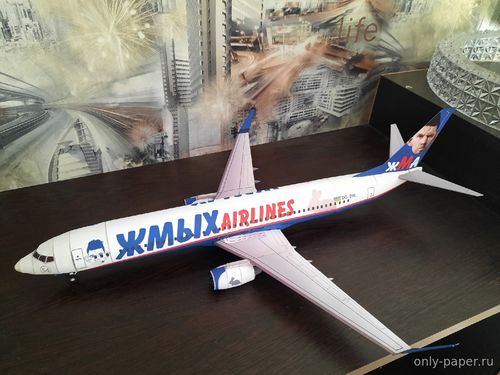 Сборная бумажная модель / scale paper model, papercraft Boeing 737-900 Delta в раскраске "ЖмыхAirlines" 