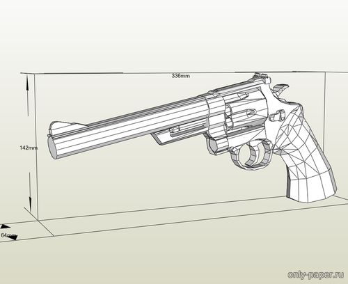 Модель револьвера S&W M29 из бумаги/картона