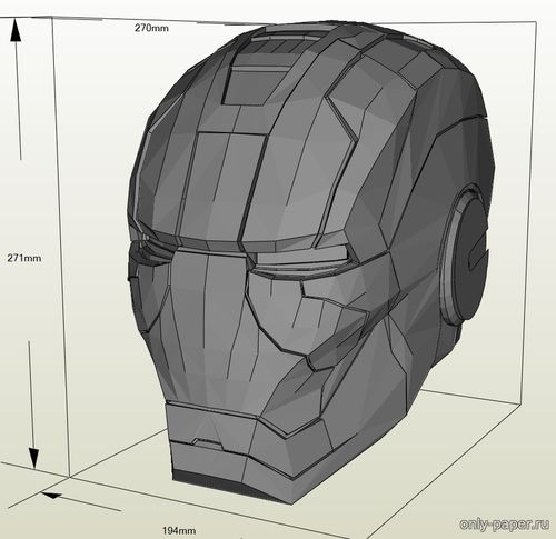 Сборная бумажная модель / scale paper model, papercraft Mark 5 Iron Man Helmet 