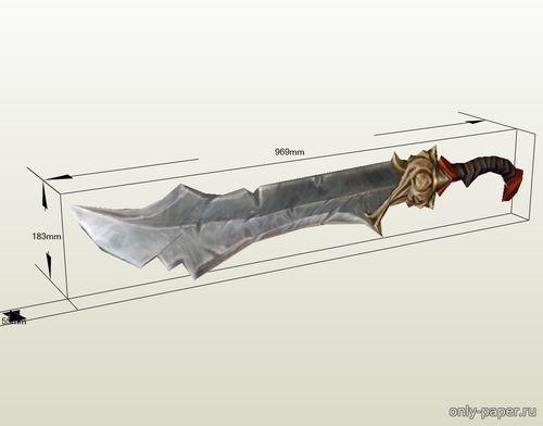 Сборная бумажная модель / scale paper model, papercraft Одноручный меч / 1 Handed Sword (Diablo 3) 