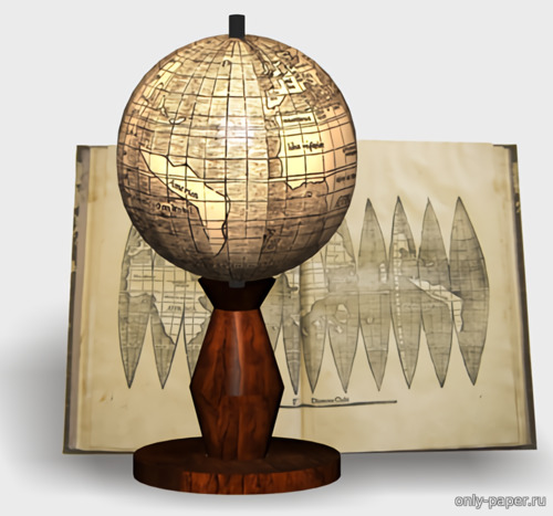 Модель глобуса Вальдземюллера из бумаги/картона