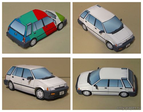 Сборная бумажная модель / scale paper model, papercraft Honda Civic Shuttle (1983) 