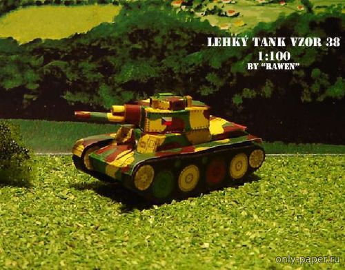 Модель легкого танка LT vz 38(PzKpwf 38 t) из бумаги/картона