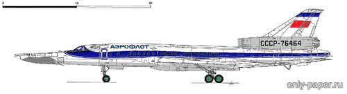 Модель самолета Ту-24ПС из бумаги/картона
