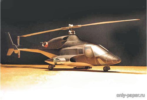 Модель вертолета Bell 222 Airwolf из бумаги/картона